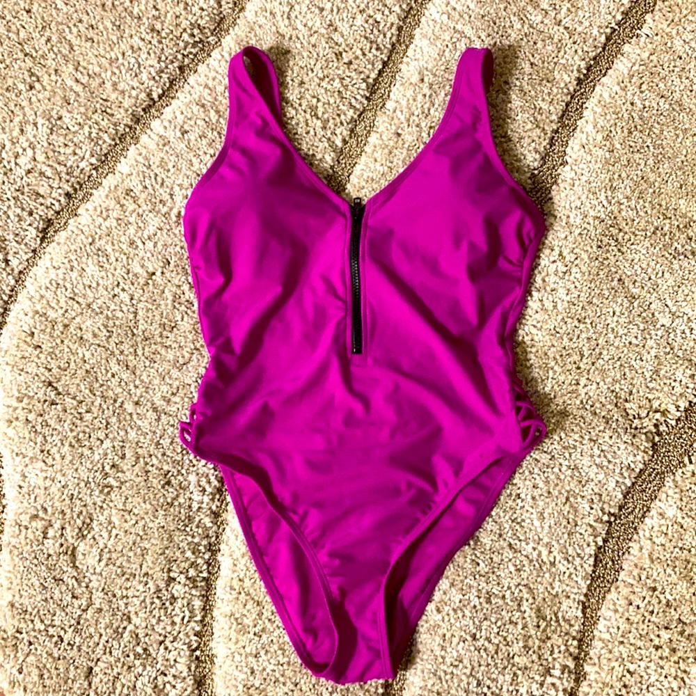 Magenta one piece swim suit